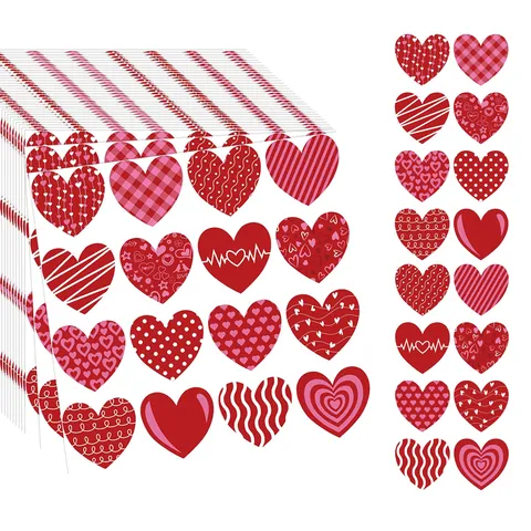 Romantic Heart Shaped Self Adhesive Labels For Valentine Day Wedding Party Gift Bag Sealing Stickers Red Pink Decoration