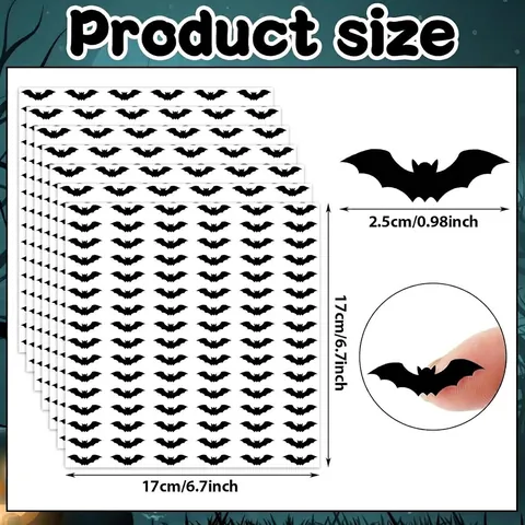 Dark Style Halloween Bat Stickers Waterproof Synthetic Paper Black Bat Self-Adhesive Wall Decals Home Party Decorative Stickers