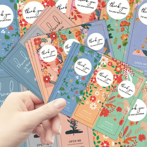 Rechteckige Florale Danke Etiketten Kunstdruckpapier Dekorative Versiegelung Aufkleber Für Geschenkverpackung Bäckerei Bestellung