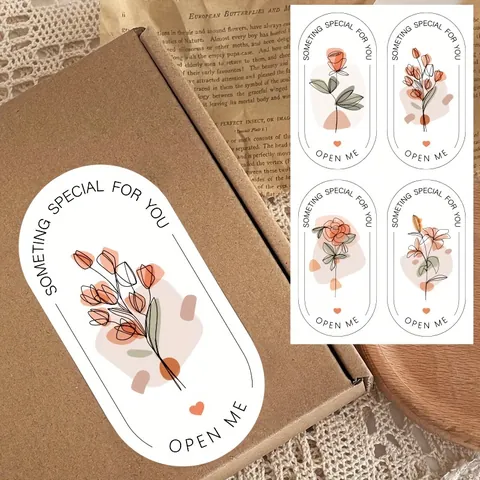 Floral Sealing Stickers Elegant Flower Bouquet Labels For Wedding Birthday Gift Box Packaging Party Decoration Morandi Aesthetic Decals