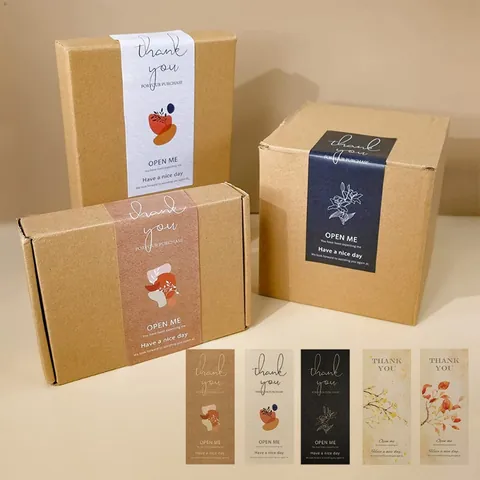 Dankeschön Rechteckige Versiegelungsaufkleber für Geschenkverpackungen Kleinunternehmensbedarf Florale Dekorative Etiketten
