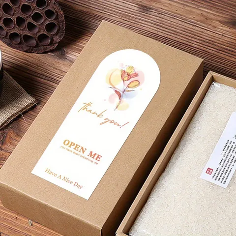 Floral Print Rectangular Seal Stickers Self Adhesive Thank You Decorative Labels For Gift Box Baking Birthday Wedding Party