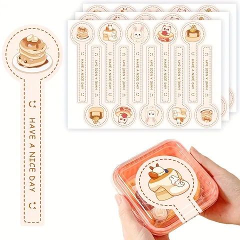 Cute Cartoon Animal Dessert Sealing Stickers Long Decorative Labels For Baking Cake Pudding Gift Box DIY Packaging