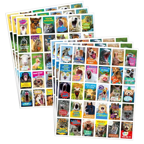 Autocollants de Récompense Animaux Amusants pour Enfants Citations Motivationnelles Feuilles d'Autocollants Motifs Animaux pour Décoration École Salle de Classe Bureau