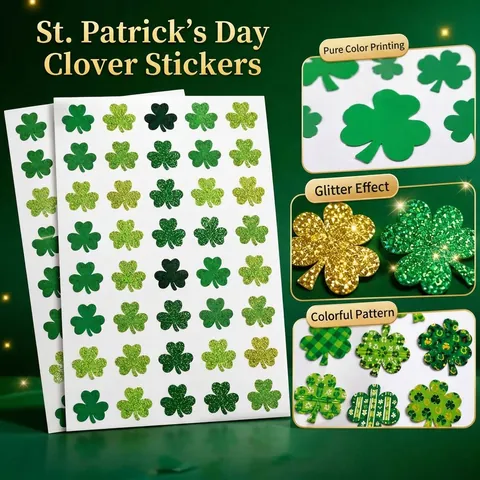 St. Patrick's Day Kleeblatt Aufkleber Grün Gold Glitzer Glücksklee Dekore Für Partygeschenke Scrapbooking Geschenk Deko