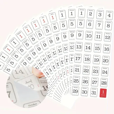 12 Monthly Plan Number Stickers For Undated Calendar Planner Diary Notebook Scrapbooking Journaling Decorative Calendar Stickers For Office