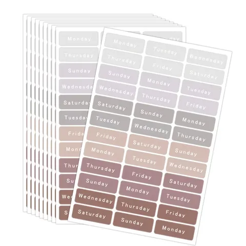 Minimalist Days of the Week Stickers For Planners Scrapbooking Neutral Color Gradient Self Adhesive Paper Weekly Schedule Calendar Reminder Labels For School Office Organization