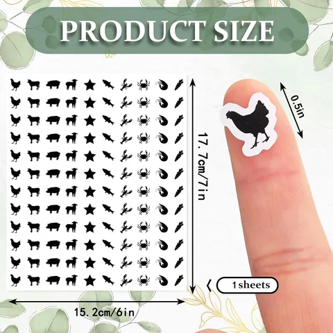 Minimalistische schwarze Silhouetten-Aufkleber mit Ikonen für Hochzeitsmenüs. Aus strapazierfähigem Synthetikpapier mit klarem Druck