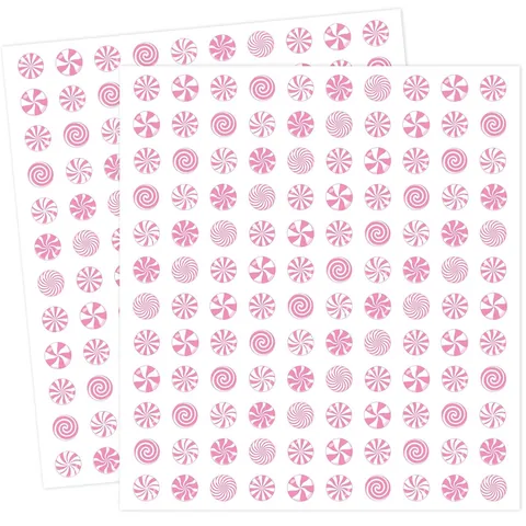 Mini Round Candy Swirl Stickers Synthetic Paper Adhesive Peppermint Pattern Seal Labels For Christmas Gift DIY Scrapbook
