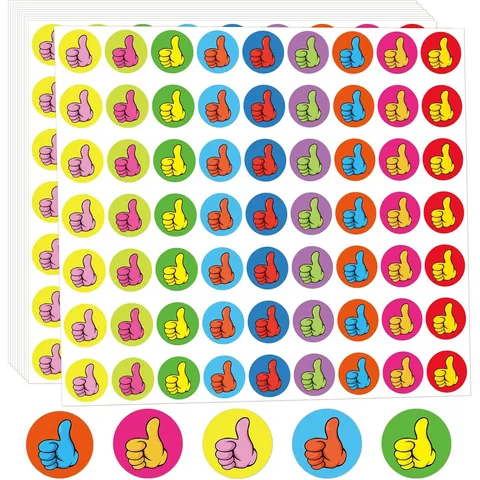 Thumbs Up Motivational Reward Stickers For Kids Students Colorful Decorative Coated Paper Stickers For School Classroom Behavior Chart
