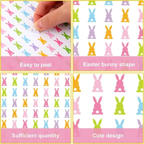 Mini Pegatinas de Conejo de Pascua Silueta de Conejito Colorido para Agenda Scrapbook DIY Sobre Pegatinas de Recompensa