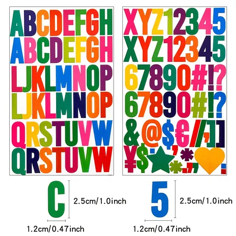 Glitter Alphabet Letter Stickers Set Numbers Symbols Adhesive Decals Bold Font DIY Scrapbooking Stationery Labels Multicolor Decorative Assortment
