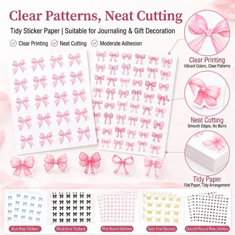 Roze Strik Stickers Waterdicht Zelfklevend Sluitzegels Voor Geschenkdoos Verpakking Notitieboek Decoratie Stickers