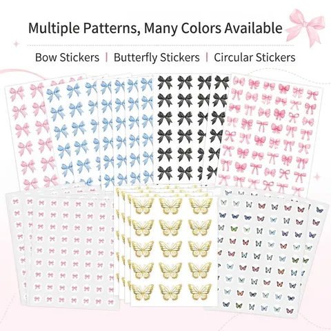 Pink Bowknot Stickers Waterproof Self Adhesive Sealing Labels For Gift Box Packing Notebook Decor Decorative Stickers