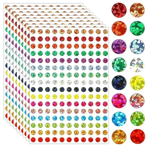 Laser Colorful Round Dot Stickers Multi Color Glitter Circle Decorative Labels For Scrapbooking Laptop Phone Case DIY Decor