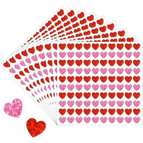Mini Pegatinas Láser Corazón Rojo Rosa Purpurina Corazón Etiquetas para San Valentín Boda Cumpleaños DIY Regalo Sobre Sellos Decorativos
