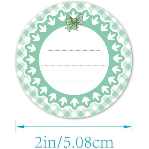 Round Pattern Canning Jar Label Stickers Waterproof Self-Adhesive Gingham Floral Labels For Bottle Cap Sealing Decor