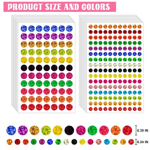 Colorful Laser Round Dot Stickers Waterproof DIY Decorative Label Stickers For Kids Reward Scrapbooking Handmade Decor