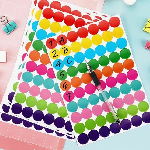 Circular Adhesive Labels Multi Color Dot Stickers For Filing Organization Office School Home Identification Marking Color Coding Circles