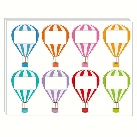 Multicolor Hot Air Balloon Name Tags Labels Stickers School Office Supplies Back To School Classroom Decor Adhesive Stickers