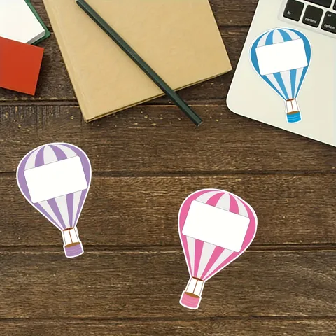 Multicolor Hot Air Balloon Name Tags Labels Stickers School Office Supplies Back To School Classroom Decor Adhesive Stickers