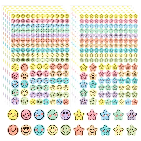 Macaron Color Emoji Stickers Smile Face Star Decorative Decals For Scrapbooking Journal Planner Gift Wrapping DIY