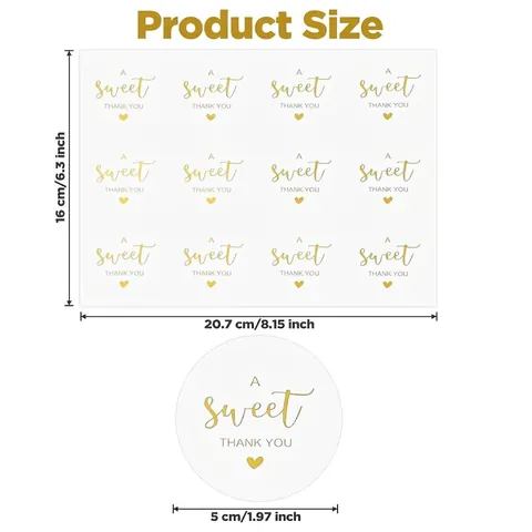 5cm Transparent Goldfolie Sweet Thank You Aufkleber Runde Backetiketten Für Kuchenbecher Getränk Flasche Verpackung Dekoration Versiegelung