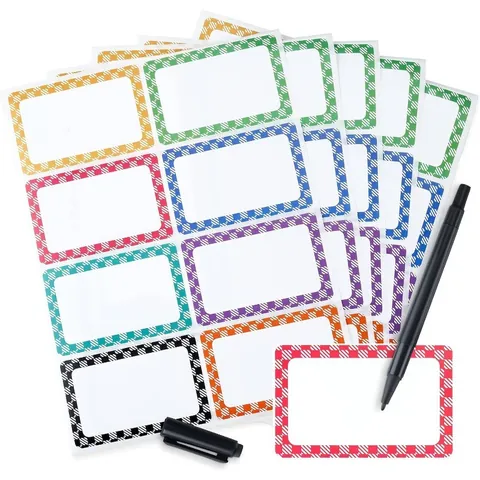 Multicolor Border Name Labels Stickers Sheet Self Adhesive Identification Labels For Home Office School Organizing Supplies