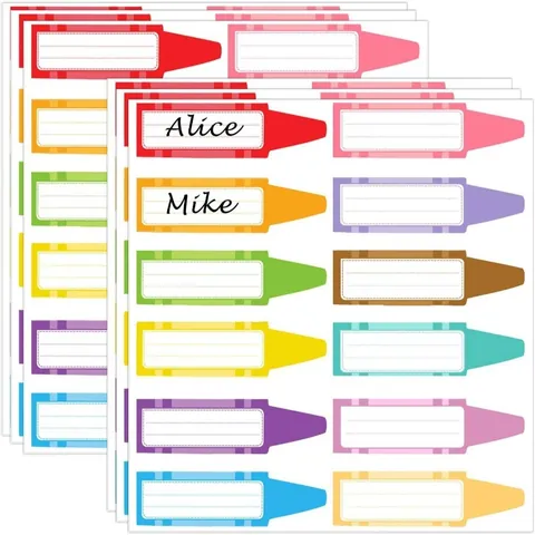 Cartoon Pencil Crayon Name Labels Stickers For Kids School Classroom Desk Back To School DIY Decorative Name Tags