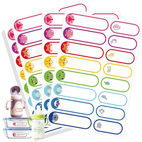 Writable Name Stickers Animal Cartoon Labels For School Kids Self Adhesive Identification Labels For Bottles Lunch Boxes Office