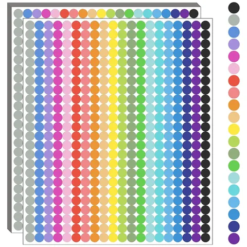 Multicolor Round Dot Stickers Writeable Self-Adhesive Coding Labels For Office School Classification Marking Stickers