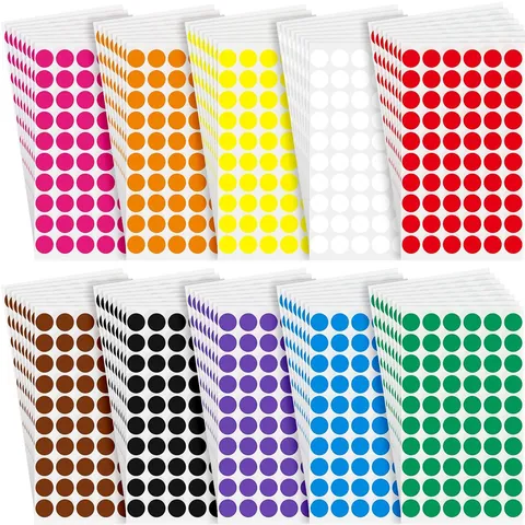 Colorful Round Dot Stickers Self Adhesive Copperplate Paper Coding Labels For Office Warehouse Classification Decoration