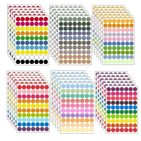 Colorful Round Dot Stickers Self Adhesive Labels For Coding Organizing Sealing Multicolor Circle Stickers Office School Stationery