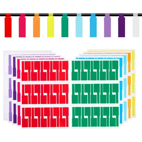 Multicolor Waterproof Cable Labels A4 P-Type Self-Adhesive Wire Identification Tags Tear-Resistant Ethernet Network Stickers