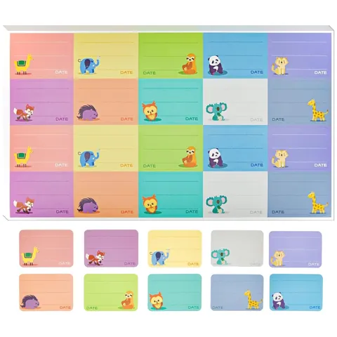 Colorful Cartoon Animal Writable Name Labels For Kids School Supplies Household Kitchen Food Storage Organization Stickers
