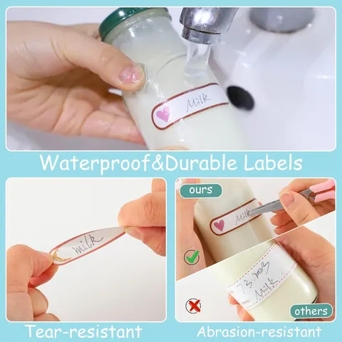 Autocollants de Nom de Dessin Animé Imperméables Étiquettes en Bande Longue pour Enfants École Bouteille Tasse Décoration Papeterie