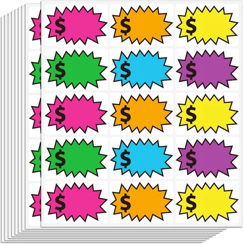 Etiquetas de Precios Autoadhesivas Estallido Pegatinas de Venta Escritas a Mano en Blanco para Venta Minorista Mercado de Pulgas