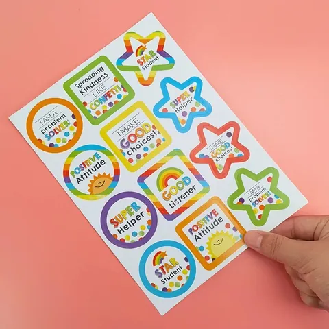 English Cartoon Reward Stickers Kids Colorful Encouragement Praise Stickers Teacher Classroom Teaching Incentive Stickers