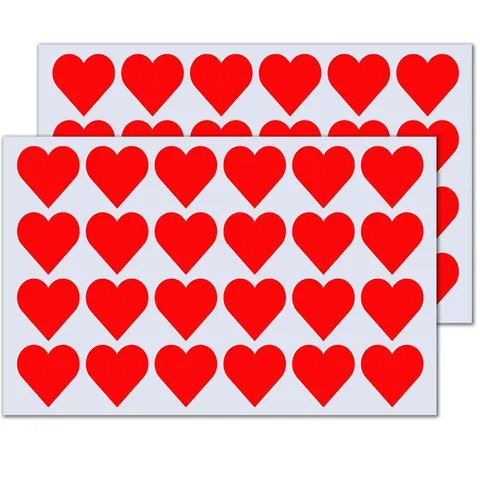 Red Heart Shaped Self-Adhesive Label Stickers For Name Tags Reward Stickers Decoration Gift Sealing Heart Label Stickers