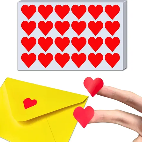Red Heart Shaped Self-Adhesive Label Stickers For Name Tags Reward Stickers Decoration Gift Sealing Heart Label Stickers