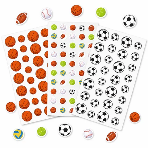 Kids Sports Stickers Waterproof Soccer Basketball Tennis Ball Reward Labels For School Decorative Stationery Stickers