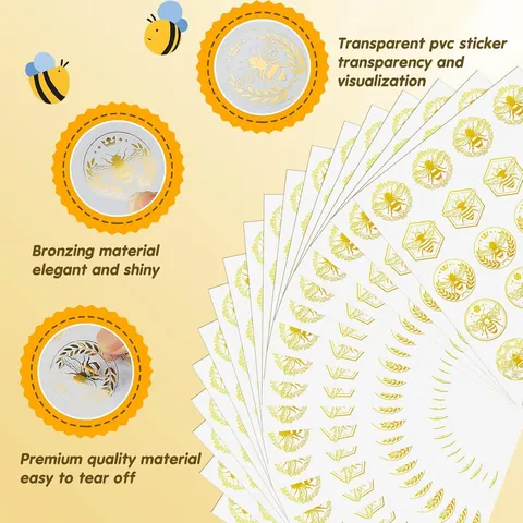 Gold Foil Bee Stickers Metallic Envelope Seal Labels For Wedding Invitation Party Stationery Gift DIY Scrapbooking Decals