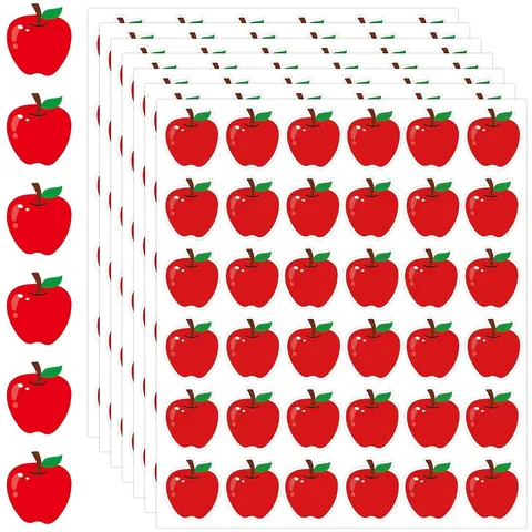 Mini Red Apple Cartoon Stickers Waterproof Teacher Reward Labels For School Classroom Incentive Decoration Decorative Stickers