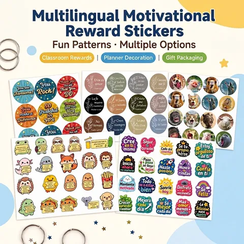 Cartoon Animal Motivational Stickers English Spanish Bilingual Reward Labels For School Teachers Students Scrapbooking Decor