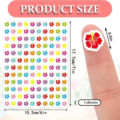 Pegatinas Mini de Flores de Hibisco Coloridas para Decoraciones de Fiesta Scrapbooking DIY Etiquetas Florales para Sobres