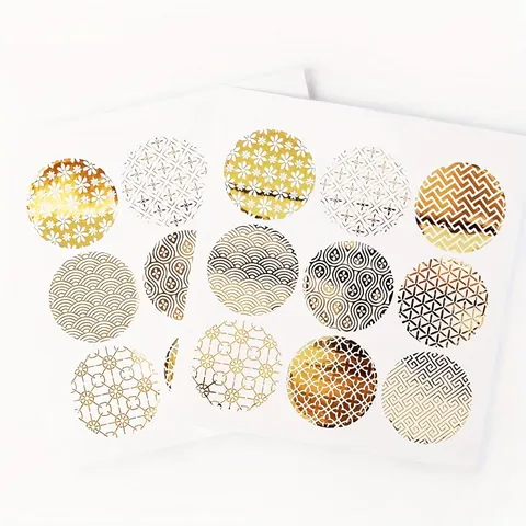 Gold Stamping Round Envelope Seal Stickers For Wedding Invitation And Eid Gift Wrapping Geometric Floral Sealing Stickers