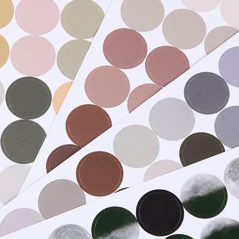 Circular Self-Adhesive Stickers Round Labels For Classification Morandi Color Moon Phase Decorative Scrapbook Sticker Sheets