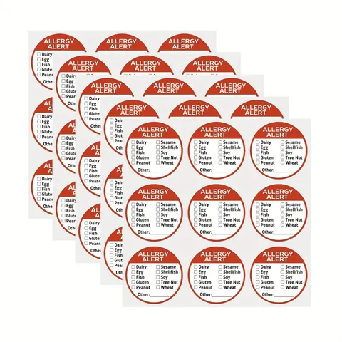 Allergy Alert Stickers Food Safety Labels With Common Allergen Checklist Writeable Surface Warning Stickers For Food Packaging Restaurant