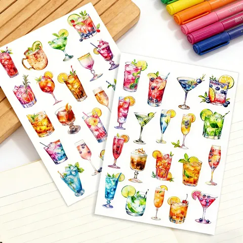 Summer Drink Fruit Soda Stickers Watercolor DIY Scrapbooking Journal Decoration Material Personalized Stationery Stickers
