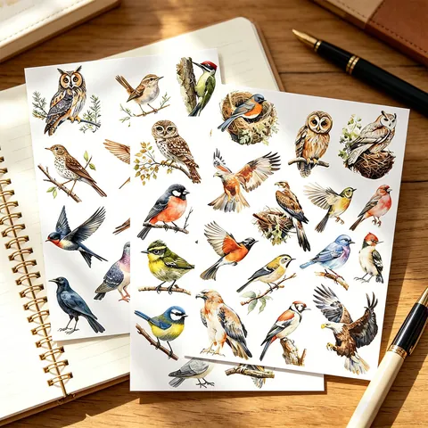 Watercolor Bird Journal Stickers Minimalist Scrapbooking DIY Decorative Art Stickers for Journaling Stationery Decoration